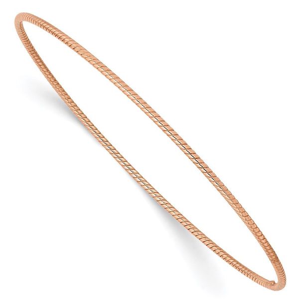 14k 1.5mm Rose Gold Textured Slip-on Bangle Bracelet_voghion.com