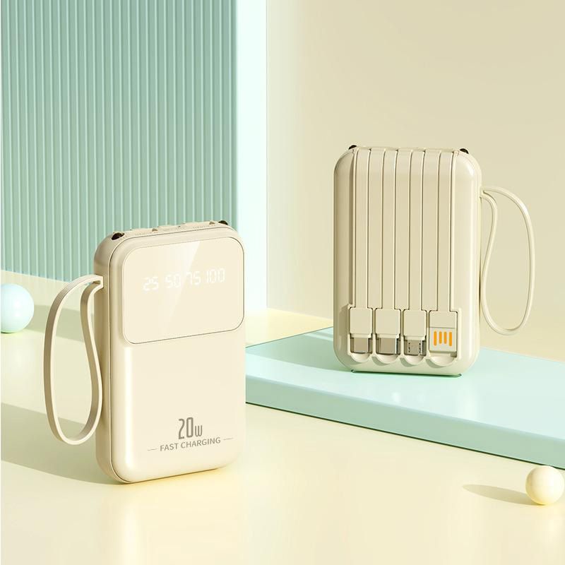 Carregador portátil compacto de 20.000 mAh, super rápido com cabo de carregamento integrado, adequado para todos os celulares_voghion.com