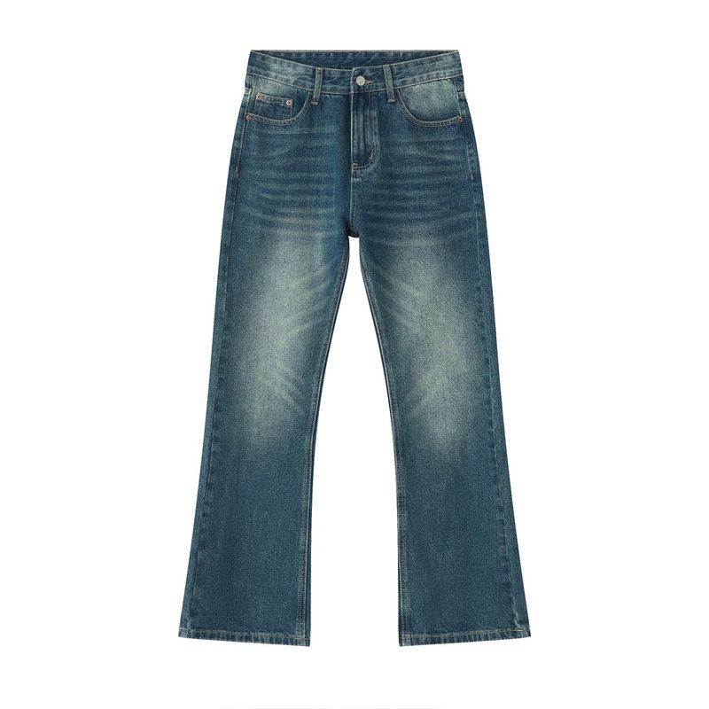 EF JEANS | 2023 New Product, Straight Versatile Solid Color Jeans, The Same For Men And Women, Non-elastic Micro-pull Retro Blue_voghion.com