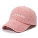 Hat women casual warm alphabet hat simple fashion sunshade sunscreen lamb wool peaked cap men_voghion.com