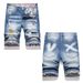New Summer Distressed Painted Men's Five-Point Denim Shorts Trendy Slim Straight Pants_voghion.com