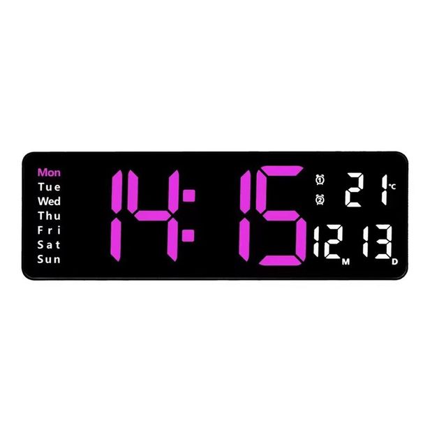 Orologio digitale LED da 13 pollici a doppio uso da parete/tavolo con ampio display, allarmi multipli e moderne opzioni di colore - Elegante arredamento per casa/ufficio_voghion.com