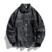 2024 Autumn High-quality Trendy Denim Men's Korean Version Pure Cotton Workwear Style Couple Long Sleeved Shirt Jacket_voghion.com