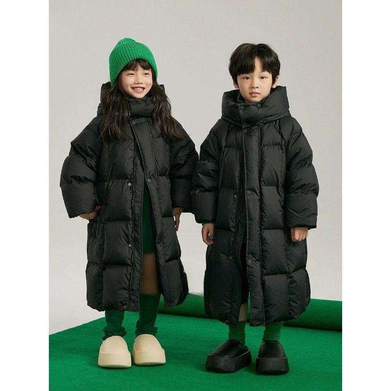 Kids' Clothing season long down cotton jacket with hood for middle and large children Korean style solid color casual cotton jacket baby trend_voghion.com