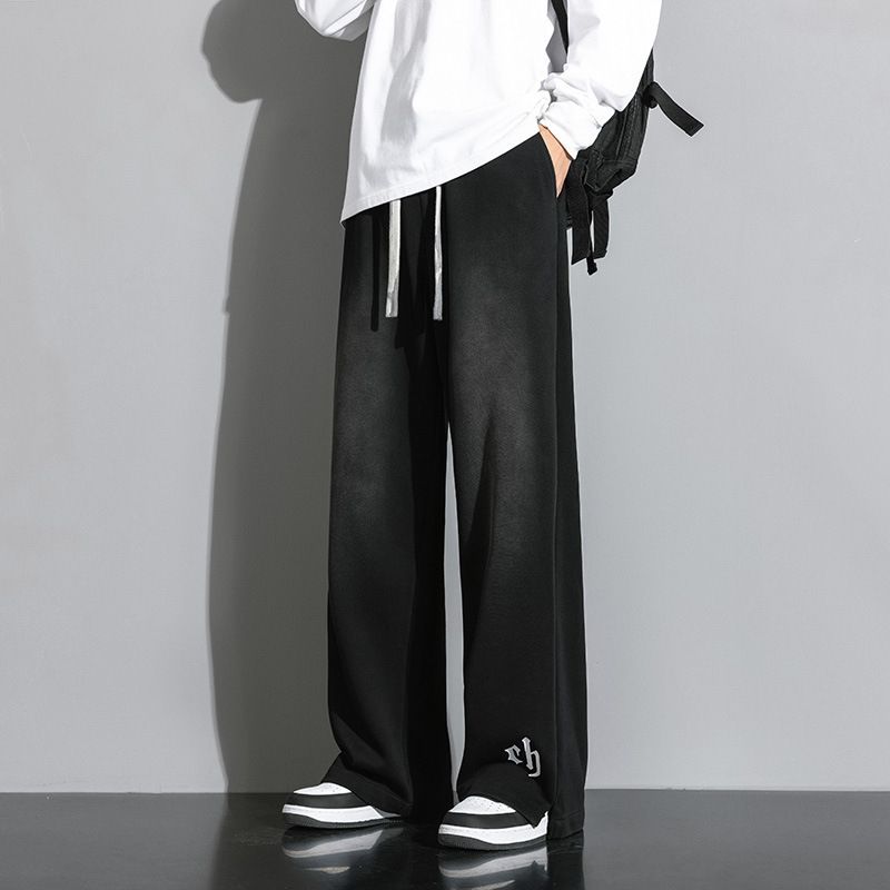 Spring Summer New Casual Straight Loose Versatile Draped Wide-Leg Ice Silk Pants_voghion.com