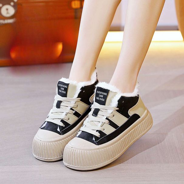 Winter Damen Baumwolle ein Gefühl Tritt auf Kot, aus echtem Leder Samt mit dicken Sohlen, sind wasserdicht, nicht_voghion.com