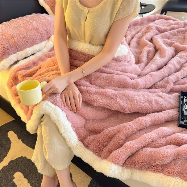 Class A Double-Sided Rabbit Winter Thickened Throw Bed Sheet Coral Fleece Office Nap Sofa Small Blanket_voghion.com