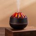 【CE Certified】Flame Humidifier Night Light | 3-in-1 Aroma Diffuser + 7-Color LED + Ultrasonic Fog | USB-C EU Plug (Black)_voghion.com
