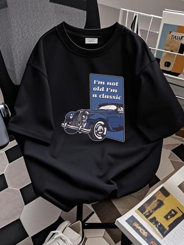 Camiseta divertida para hombre con el lema "Cumpleaños: No soy viejo, soy un clásico". 100% algodón. Diseño cómodo, versátil y transpirable. Estampado veraniego._voghion.com