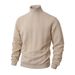 Men's Jacquard Knit Sweater – High-Neck Winter Pullover, Oversized Fit, Machine-Washable Polyester (White/Light Gray/Black/Orange/ S-XXXL)_voghion.com