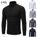 2Pcs Herbst Winter Herren Thermo-Unterwäsche Basic Bottoming Plain T-Shirt Slim Fit Rollkragenpullover Thermo Unterhemd Männliche Tops_voghion.com