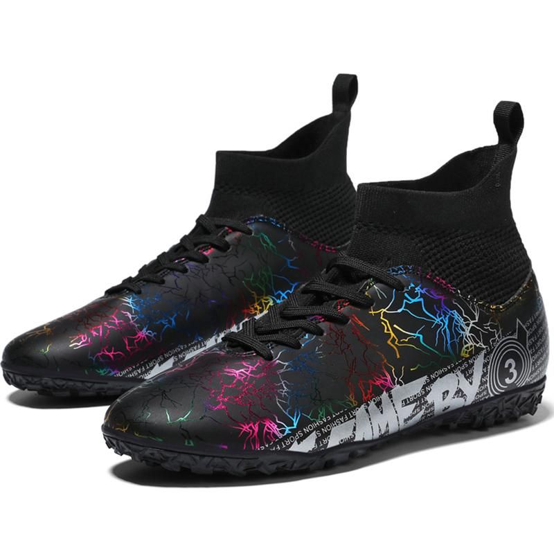 Men's High -top TF Broken Nail Artificial Lawn Children Student Training Football Shoes_voghion.com