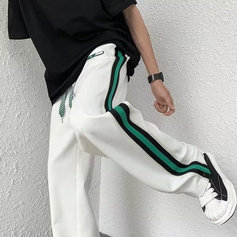 Herrenhose 2024 mit seitlichen Streifen und geradem Bein, dünne, lässige Sporthose für Herren mit weitem Bein_voghion.com
