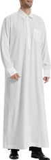Men's Kaftan Long Sleeve Thobe Button Down Islamic Robe_voghion.com