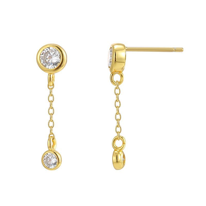 Orecchini pendenti da donna in argento con zirconi placcati in oro 14 carati, di alta qualità_voghion.com