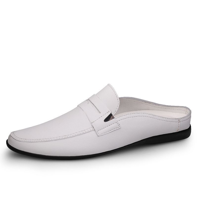 Adequado para todas as estações do verão, novos mocassins masculinos de couro bovino, estilo britânico moderno, sapatos casuais de praia, pantufas curtas_voghion.com