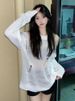 Dolce ragazza piccante sexy maglione lavorato a maglia traforato per donna design ampio e lazy con spalle scoperte protezione solare_voghion.com