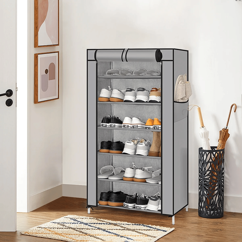 6 Tier Shoe Rack, Shoe Cabinet With Dust-proof Cover, Multi-layer Assembled Shoe Rack Shoe Stand, Storage Shelf Organizer Holder_voghion.com
