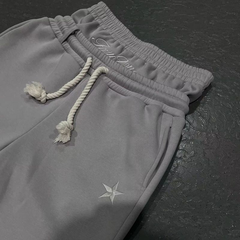 Five-Pointed Star Print Series Casual Fa Ke Two-Piece Wide-Leg Straight Long Pants 2025 Spring And Autumn New Trend_voghion.com