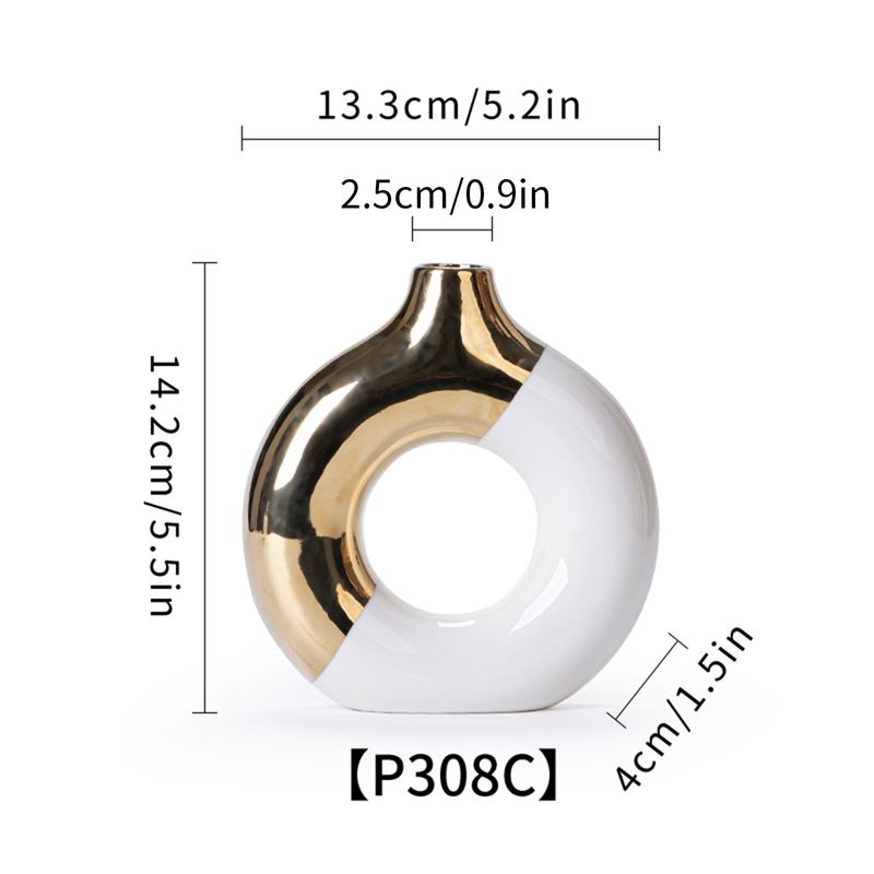 Set di vasi in ceramica nordica con dettagli dorati – realizzati a mano per decorazioni per la casa, composizioni floreali e regali eleganti (bianco e nero, diverse misure)_voghion.com