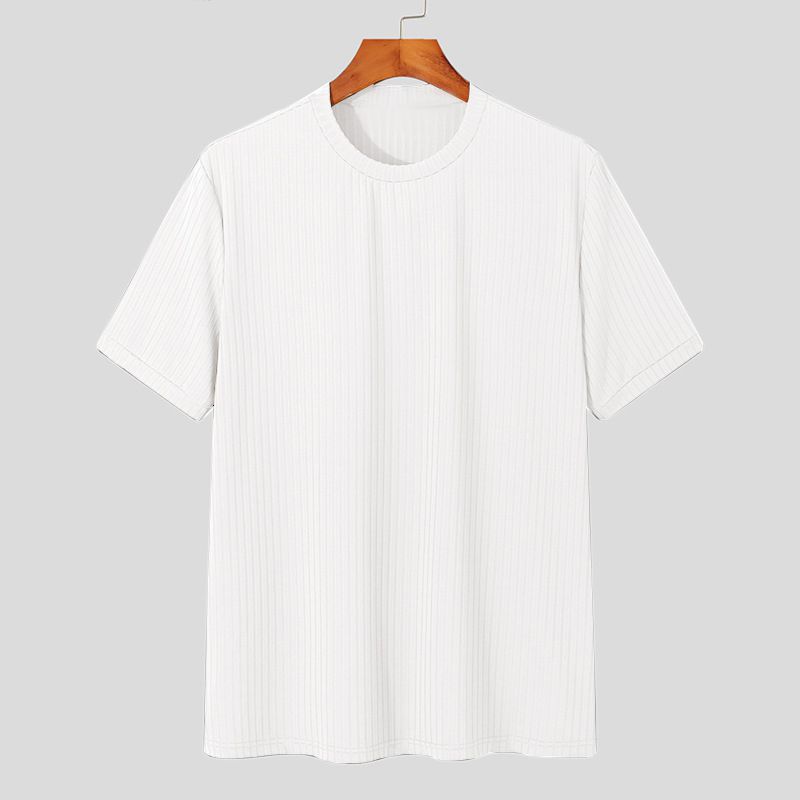 2025 Sommer Herrenbekleidung Leichtes Luxus-T-Shirt Freizeit Langarm O-Ausschnitt Drapiert Einfarbig Lose Basic-Shirt Beliebte Strickwaren_voghion.com