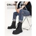 Big Roud Toe Thick Bottom Lace-Up Akle Woma Witer 2023 Black Platform Chuky Heel Short Boots Fashio Shoes for_voghion.com