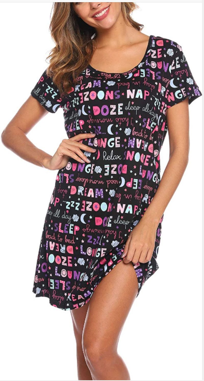 Pijama estampado de desenho animado feminino, roupas para casa plus size, pijama casual feminino_voghion.com