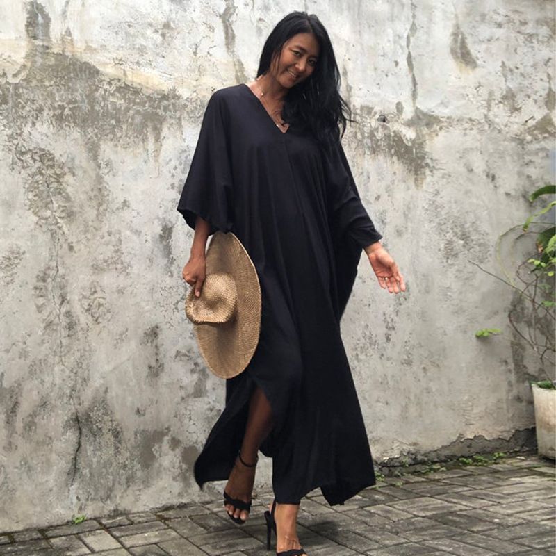 Vêtements pour femmes, nouveau style, chemisier uni en rayonne, jupe longue, ample, pour vacances en bord de mer, maillot de bain, robe, vêtements d'extérieur pour femmes_voghion.com