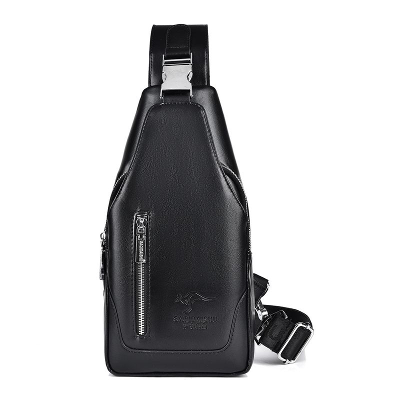 Men's Pu Chest Bag Trendy Leisure Travel Shoulder Bag Business Simple Messenger Bag_voghion.com