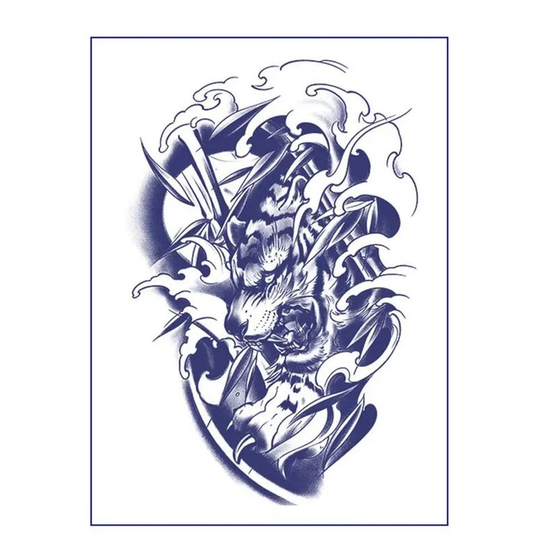 Blossom Stripe Wave Theme Waterproof Juice For Woman Men Body Arm Thigh Temporary Tattoo Sticker_voghion.com