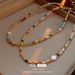 Baroque freshwater pearl colored natural stone necklace with a minimalist temperament, collarbone chain, light luxury,_voghion.com