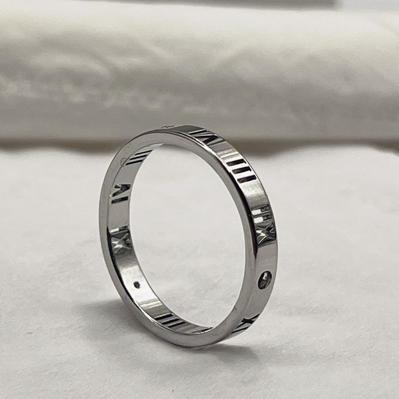 Titanium Steel Ring – Reversible & Adjustable Design With Two Rows Of Diamonds & Chain, Stainless Steel Jewelry_voghion.com