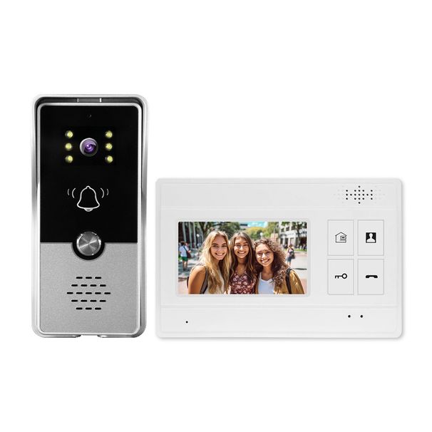 Color Video Intercom Doorbell – 1080P HD Display, 4-Wire Connection, Ideal For Apartments & Villas (1-to-1/1-to-2/1-to-3 Configurations)_voghion.com