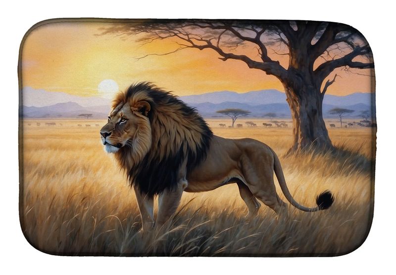 Lions At Dawn Dish Drying Mat Absorbent Dish Drying Mat Pad For Kitchen Counter Dish Drainer Mat For Countertop, 14 X 21", Multicolor_voghion.com