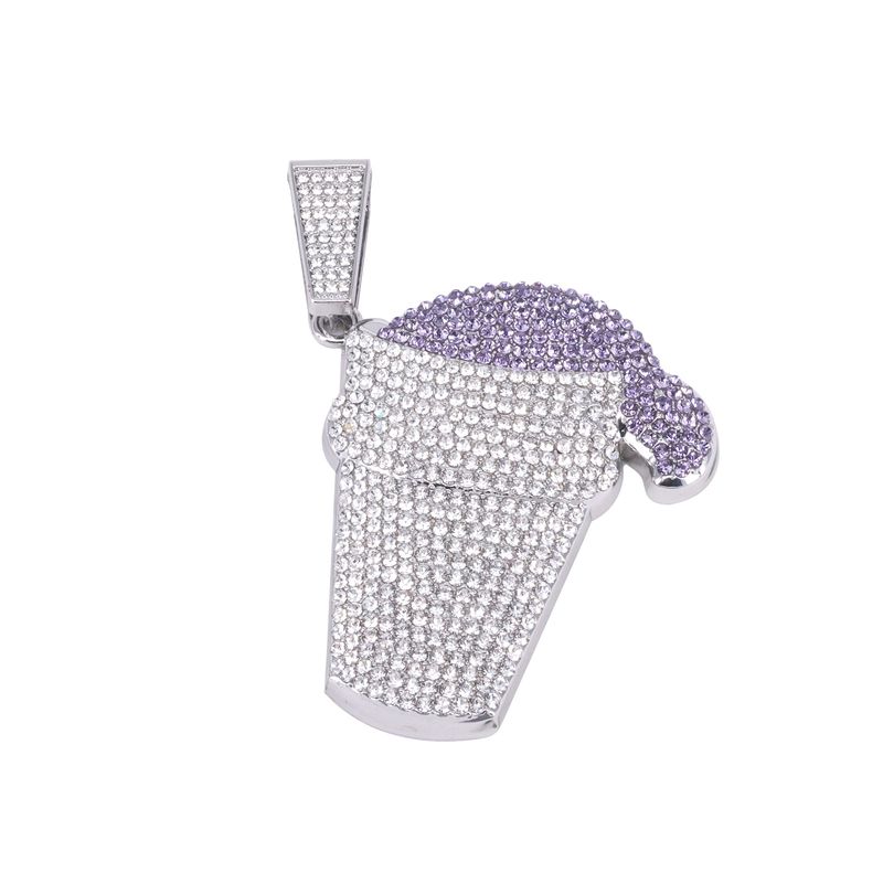 Unisex Alloy Necklace For Men And Women Ice Cream Pendant Hip Hop Fashion Jewelry With Diamond Cartoon Pendant_voghion.com
