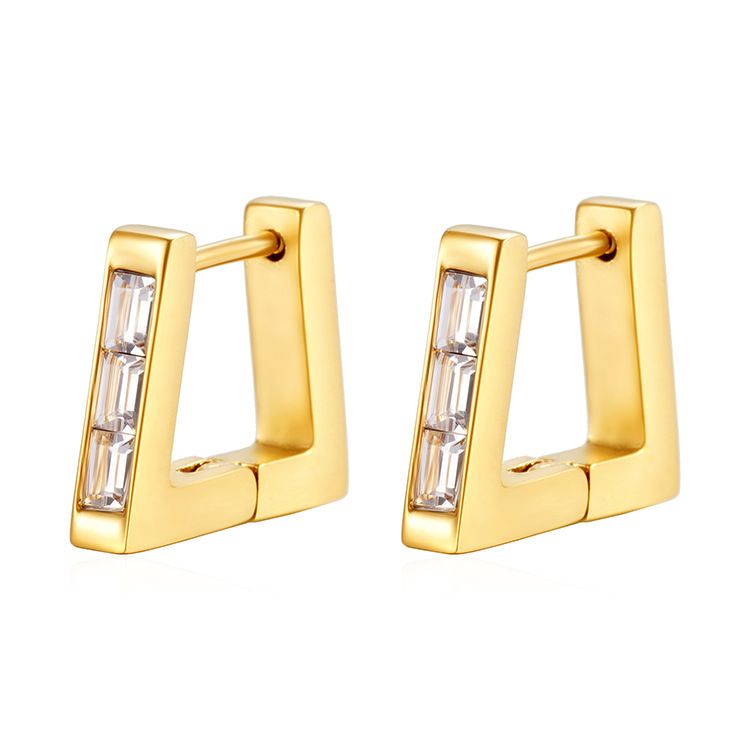 Boucles d'oreilles en acier inoxydable à motif géométrique triangulaire incrusté de zircon, tendance européenne et américaine, pour femmes, polyvalentes_voghion.com