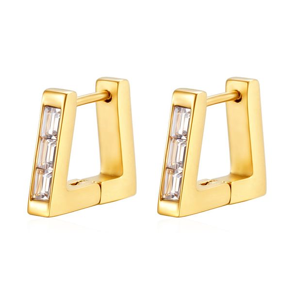Boucles d'oreilles en acier inoxydable à motif géométrique triangulaire incrusté de zircon, tendance européenne et américaine, pour femmes, polyvalentes_voghion.com
