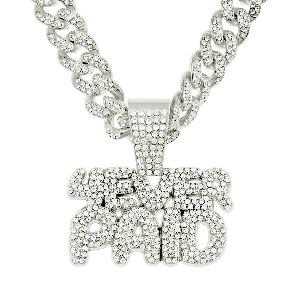 Collier tendance style hip-hop européen et américain, orné de diamants et d'un pendentif lettre. Chaîne clavicule à grande boucle et large chaîne cubaine._voghion.com