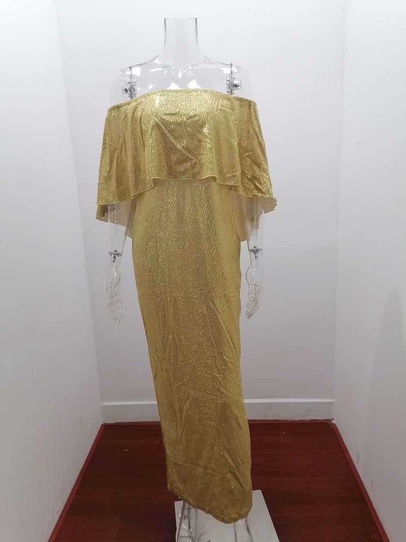 Women's One Shoulder Dress Hip Slit Evening Dress_voghion.com
