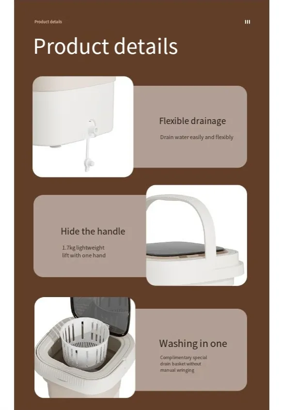 Machine à laver pliante domestique Mini machine à laver portable pour sous-vêtements de bébé Machine à laver automatique petite machine à laver_voghion.com