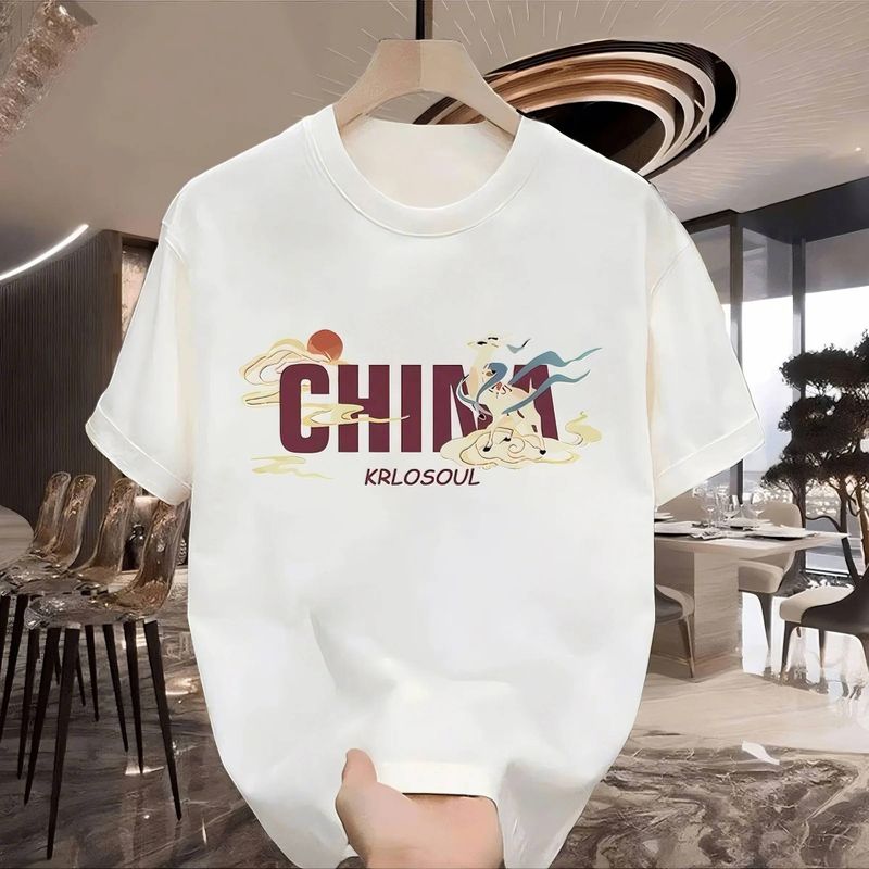 Jauns Cotton Fashion Sense Printing T-krekls ar īsām piedurknēm unisex vīriešu Summer Tide brīvi simti topi_voghion.com