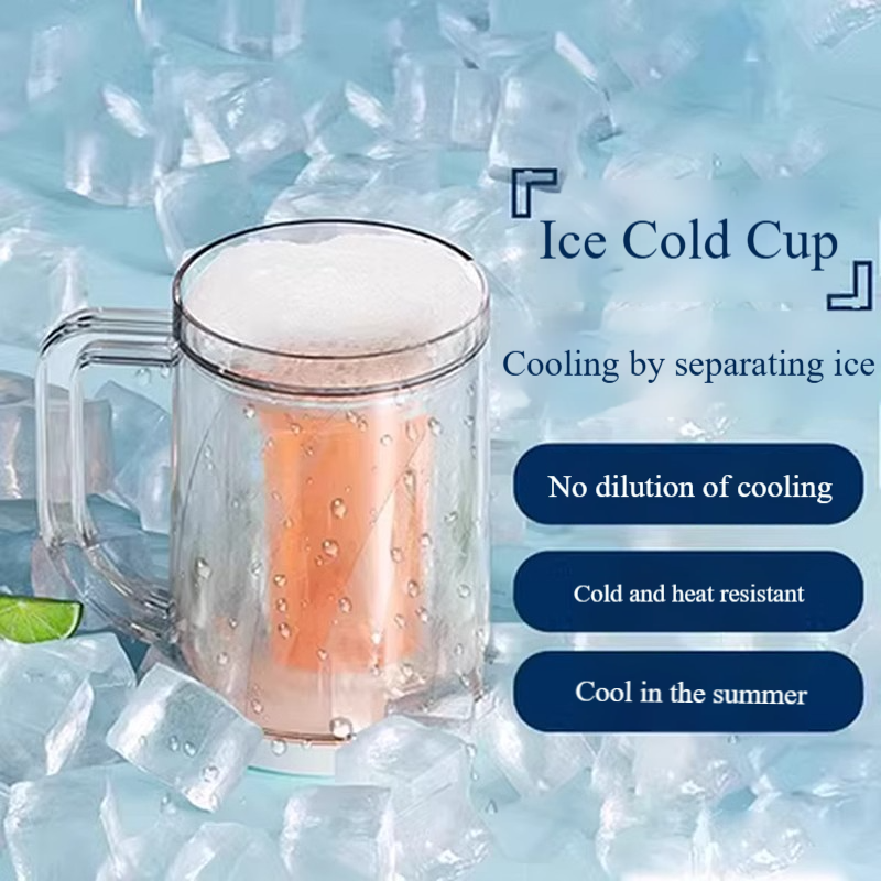 Premium Double-Wall Chilling Glass - 500ml Craft Beer & Iced Tea Cup With Frost-Free Design_voghion.com
