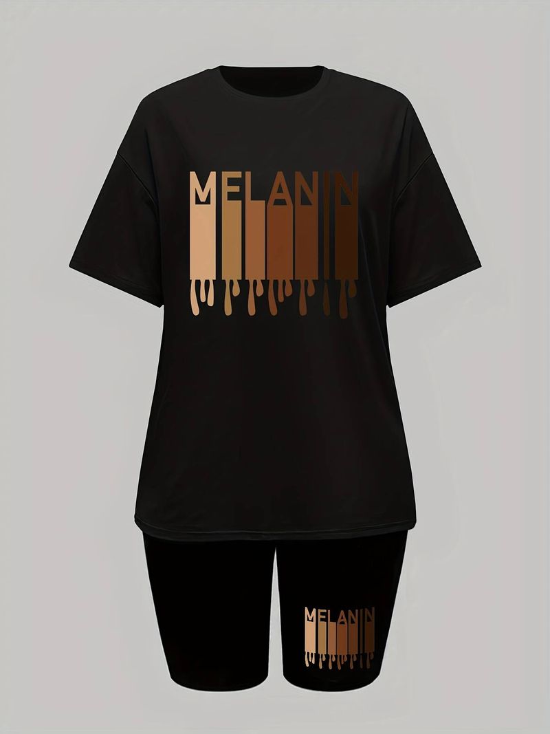 2-teiliges Outfit-Set für Damen – Übergroßes Grafik-T-Shirt und passende Bikershorts, lässiger Sommer-Lounge-Trainingsanzug für den Alltag_voghion.com
