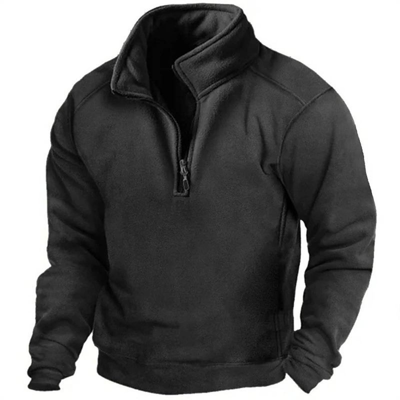 2025 Mode Bovenkleding Heren Opstaande Kraag Halve Rits Pure Kleur Lange Mouw Casual Sport Slim Sweatshirts S-3XL_voghion.com