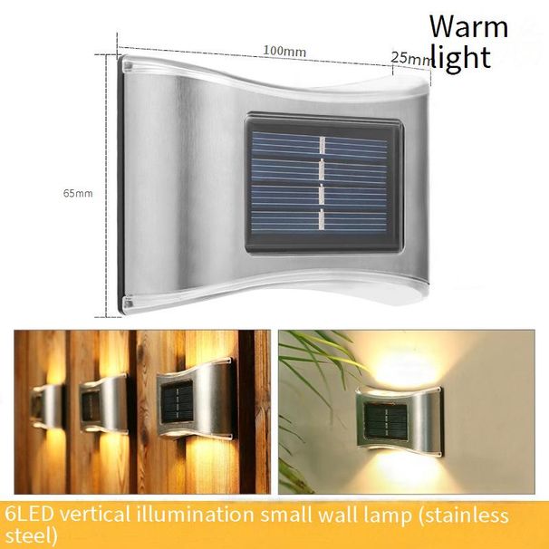 Solar LED Wall Light, Waterproof Outdoor Garden Lights With Up & Down Lighting, Warm White/Color Changing, Stainless Steel,_voghion.com
