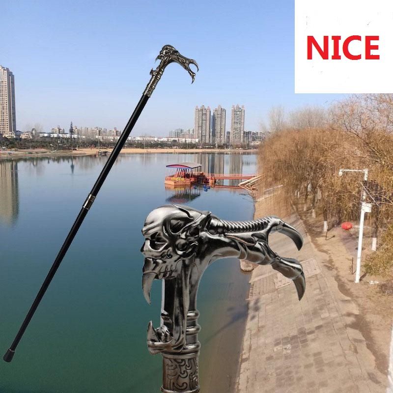 Ghost Skull Head Fashion Walking Stick Decorative Vampire Cospaly Vintage Party Fashionable Walking Cane Halloween Crosier 93cm_voghion.com