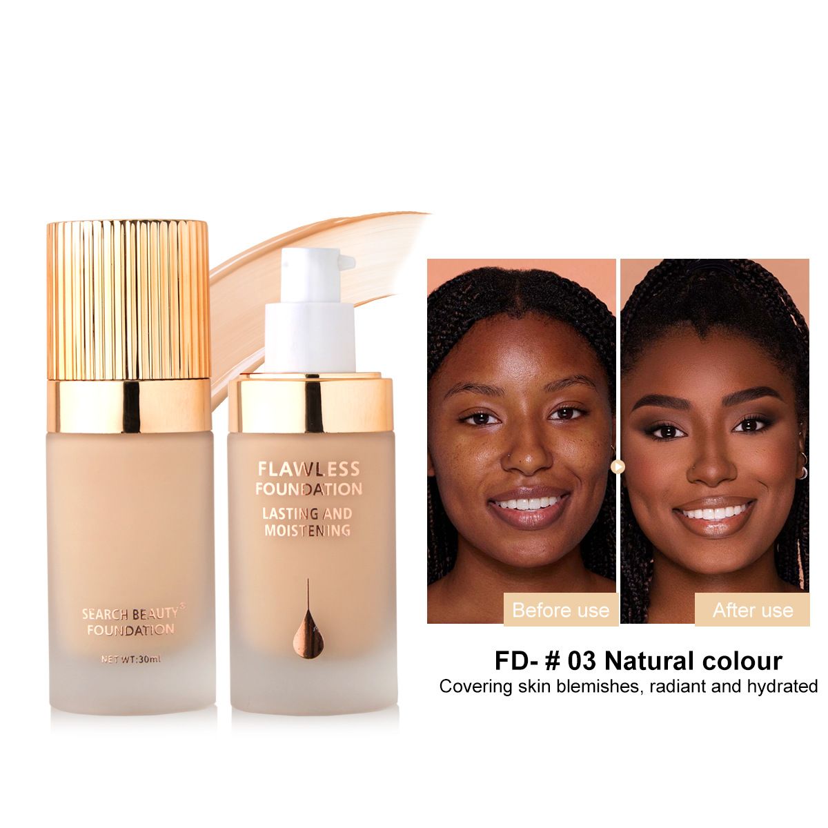 Fond de teint liquide pour le visage, résistant à l'eau, à la transpiration, anti-sébum, couvrant et hydratant._voghion.com