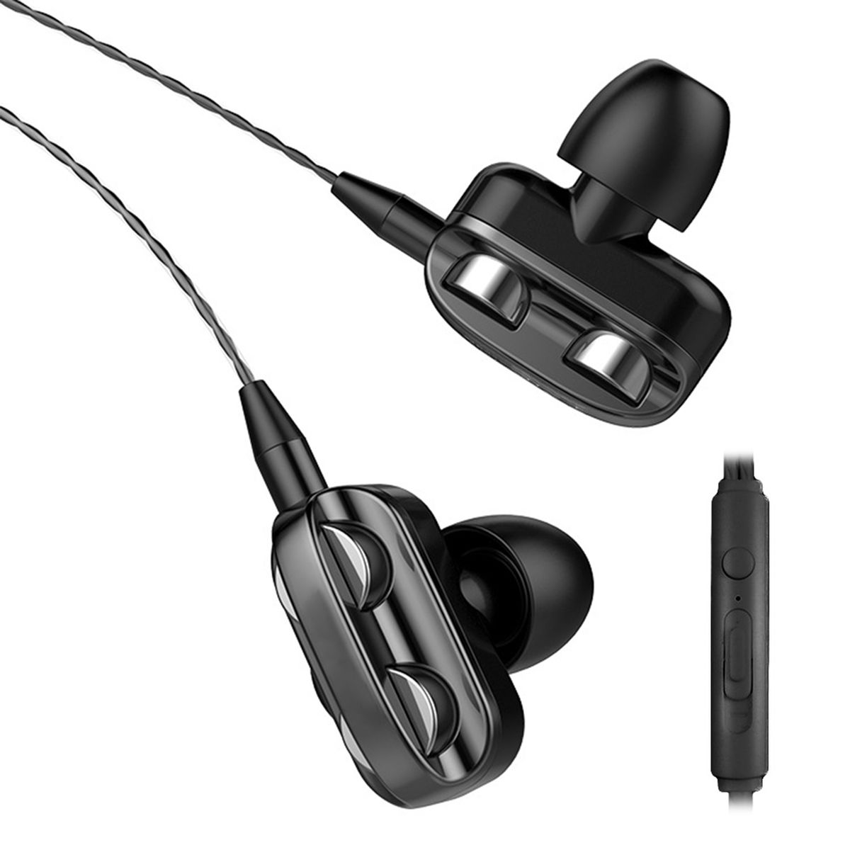 A4 Earphones Clear Sound Ergonomic Design In-Ear Dual Moving Coil In-Ear Wired Sport Earphones_voghion.com
