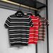 Men's Clothing Striped contrast color ice silk short sleeved T shirt men's summer fashion trend all match casual half sleeved bottoming sweater top_voghion.com