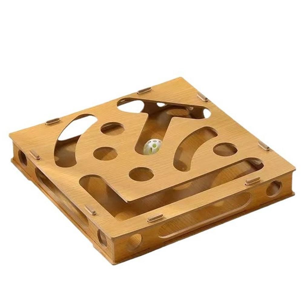1 Set Interactive Cat Toy Puzzle Box Wooden Treat Maze Play For Toy Box Fun Interactive Cat Toy Hide And Seek Cat Agility Toys_voghion.com
